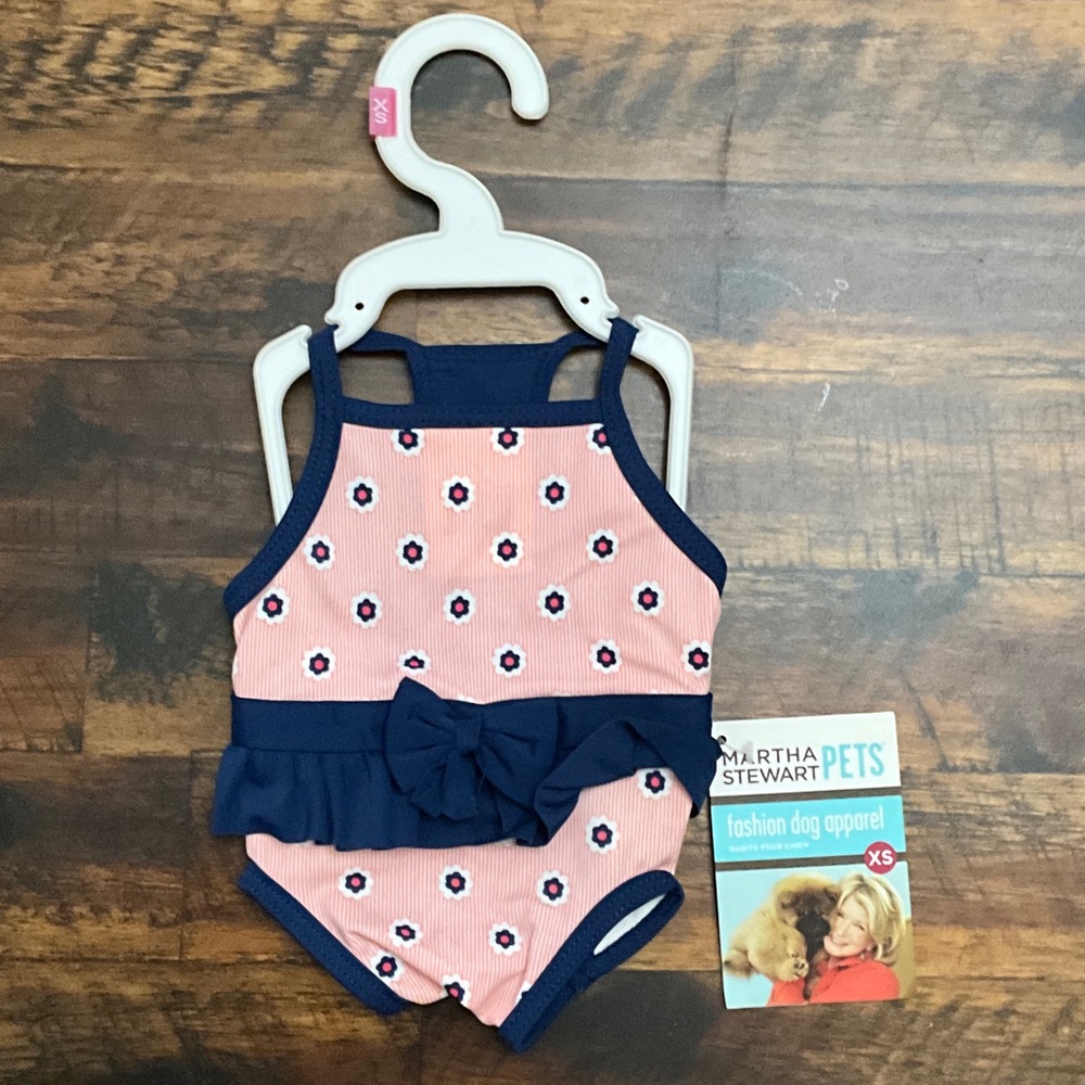 Martha Stewart Pink and Navy Dog Swimsuit